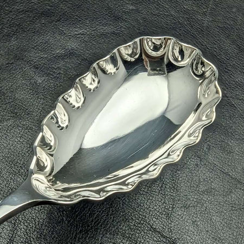 English antique silver plated serving spoon pair in case