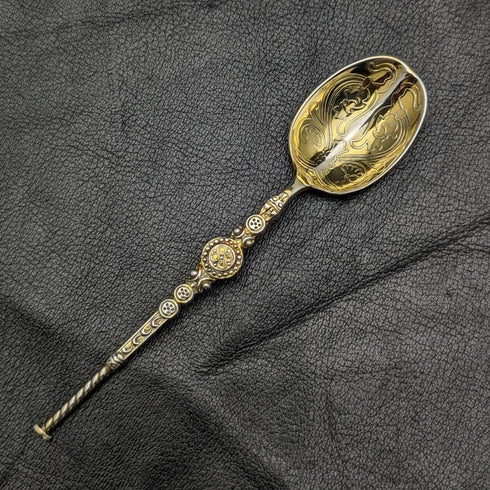 1936 British vintage sterling silver anointing spoon in paper box William Suckling