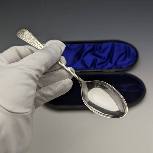 1894 年英國古董純銀勺子精美雕刻盒