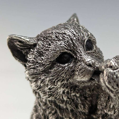 UK William Comyns Two Kittens Sterling Silver Filled Sculpture Figurine 178g