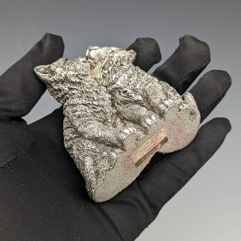 英國 William Comyns 兩隻小貓純銀填充雕塑小雕像 178 克