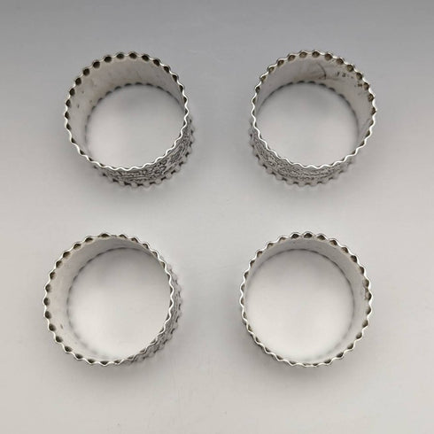 1905年頃 英国アンティーク シルバープレート製 ナプキンリング 4個セット ケース入