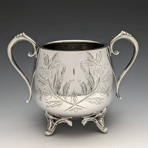 English vintage plate pewter 3-piece teapot set