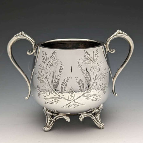 English vintage plate pewter 3-piece teapot set