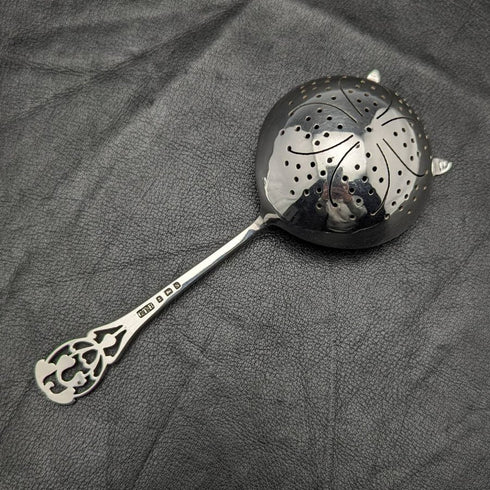 1917 年英國古董純銀濾茶器