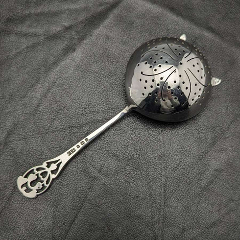 1917 British Antique Sterling Silver Tea Strainer