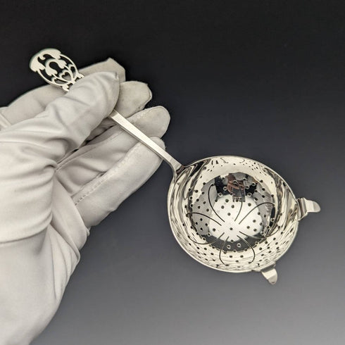 1917 年英國古董純銀濾茶器
