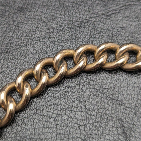 英国アンティーク ロールドゴールド アルバートチェーン 9ctゴールド ハートロケットフォブ