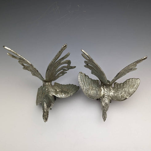 British Vintage Pewter Chicken Figurine Pair