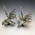 British Vintage Pewter Chicken Figurine Pair
