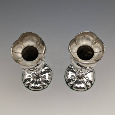 1905年 英国アンティーク 純銀製 花瓶 一輪挿し ペア 84g Henry Williams