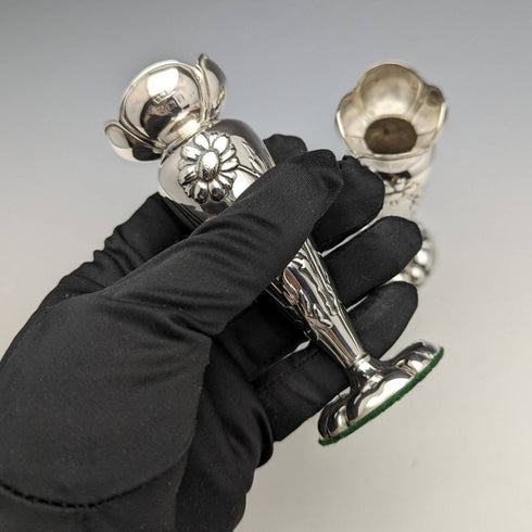 1905年 英国アンティーク 純銀製 花瓶 一輪挿し ペア 84g Henry Williams