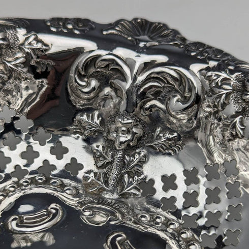 1897 British Antique Pure Silver Bonbon Dish Diameter 15cm William Neale