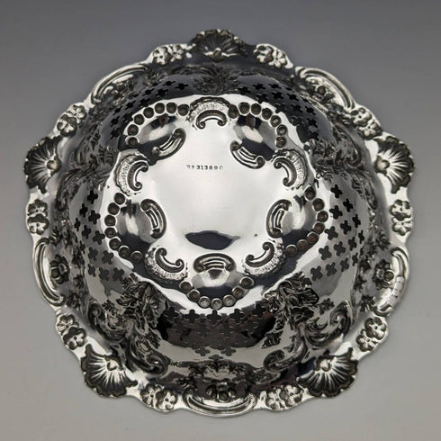 1897 British Antique Pure Silver Bonbon Dish Diameter 15cm William Neale