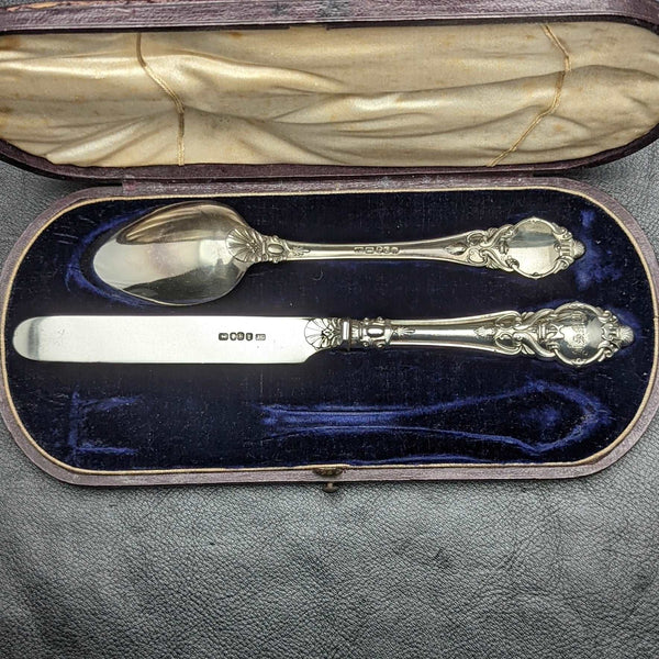1851年 英国アンティーク 純銀製クリスニングカトラリーセット BOX入り