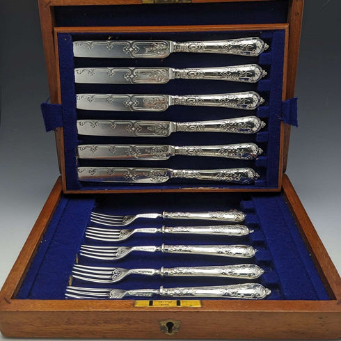 1879年頃 英国アンティーク 純銀ハンドル製 カトラリーセット 木箱入り