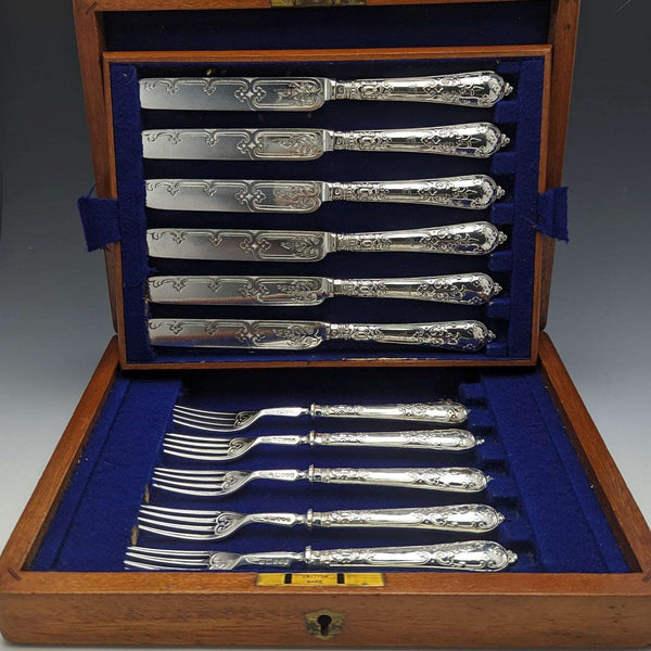 1879年頃 英国アンティーク 純銀ハンドル製 カトラリーセット 木箱入り