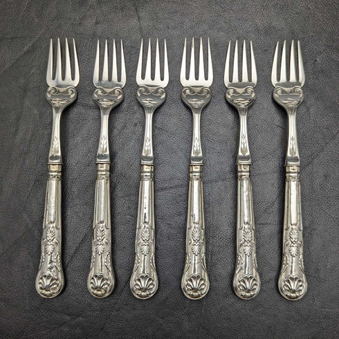 1860年頃 英国アンティーク 純銀製ハンドル フィッシュカトラリーセット 6x2 トレー入