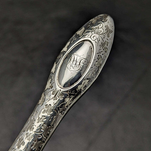 1858年 英国アンティーク 純銀ブレード カトラリーセット6x2 マホガニーケース入