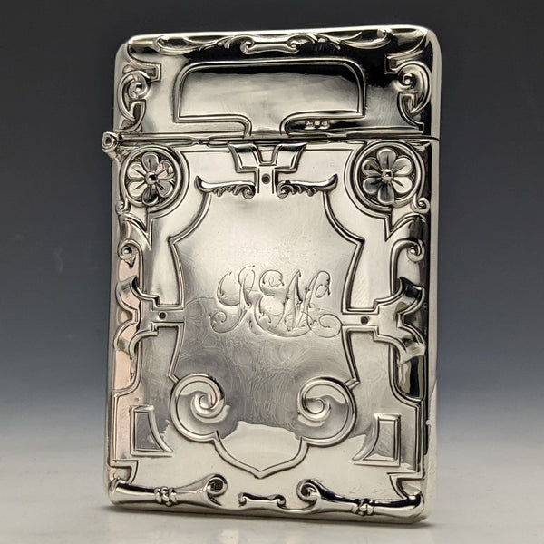 1908 British antique pure silver (925 silver) card case 63g Crisford and Norris