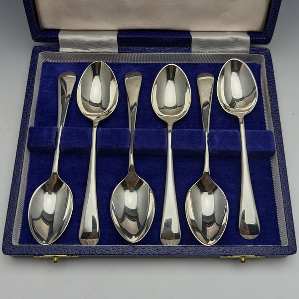 1979 Made in England Pure Silver (925 Silver) Locomotive Engraving Set of 6 Teaspoons C&C Co Case