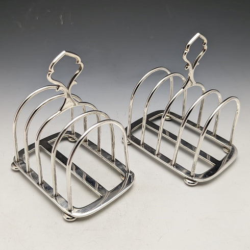 1921 British Antique Pure Silver (925 Silver) Toast Rack Pair Total 216g Hukin & Heath