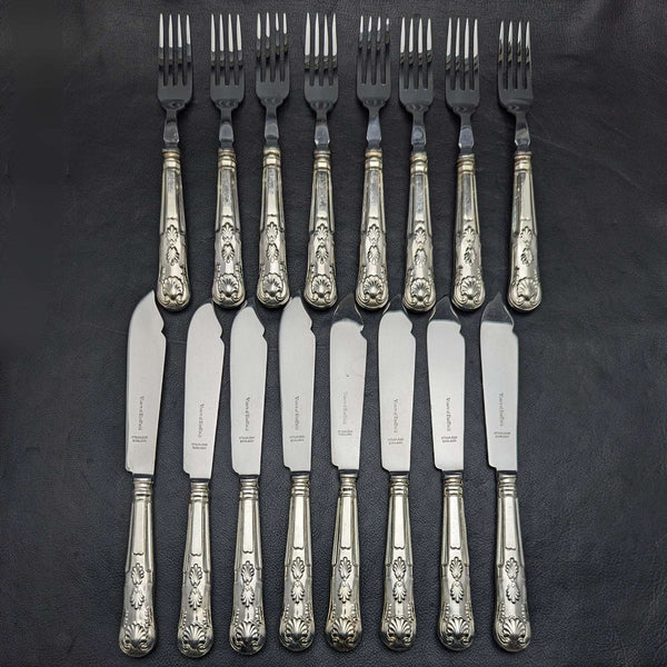 英國復古鍍銀手柄不銹鋼刀片餐具 8x2 套裝 Viners