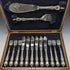 1929 British Vintage Pure Silver (925 Silver) Handle Fish Cutlery 6x2 & Server Set CH Beatson Wooden Boxed