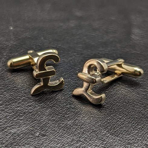 Made in England Sterling Silver Gold Plated Pound Sterling Cufflinks
