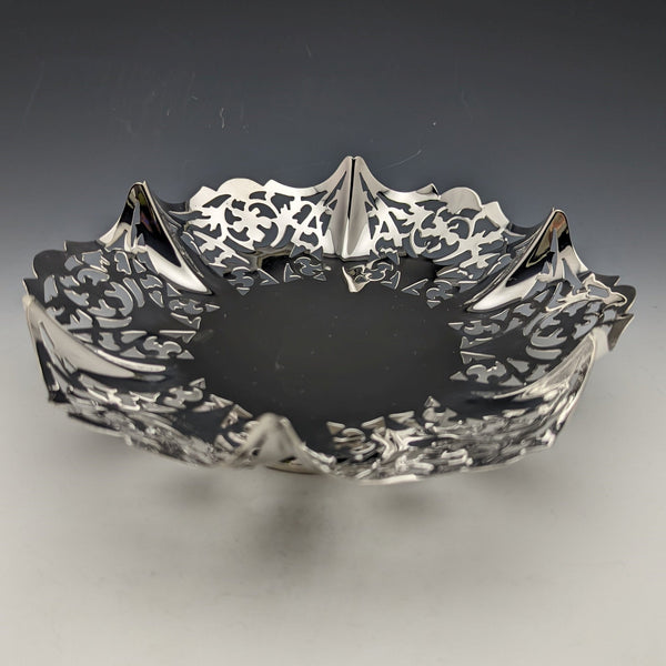 1936 British vintage pure silver (925 silver) pierced bowl with stem 196g Viners