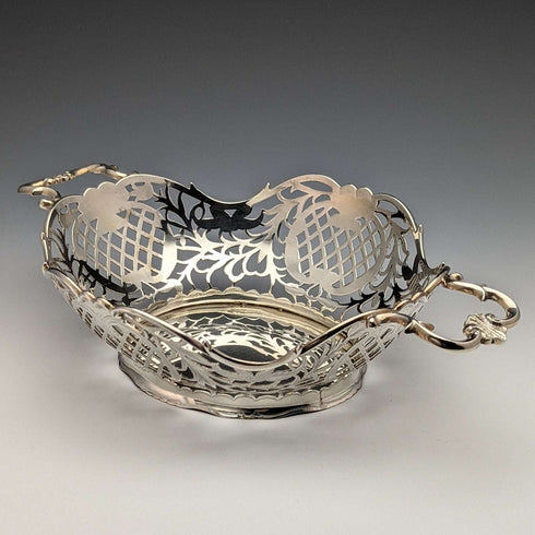1892 British Antique Sterling Silver Basket Fine Earrings 218g