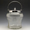 British vintage cut glass biscuit barrel silver plate lid 823g