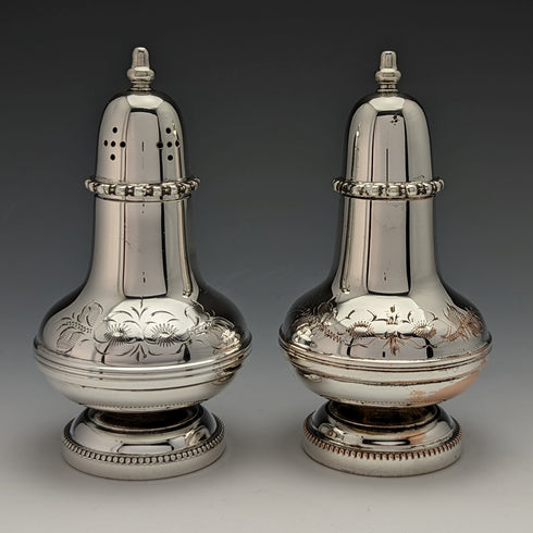 英國復古銀盤調味容器一對