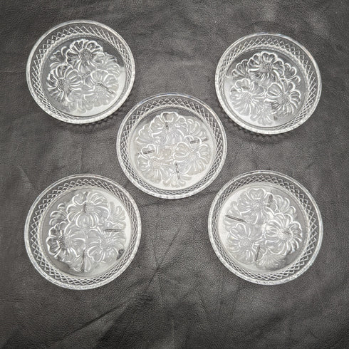 British Vintage Cut Glass Small Dish Set of 5