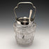 Tarro para mermelada de cristal tallado antiguo británico con tapa de plata chapada y cuchara