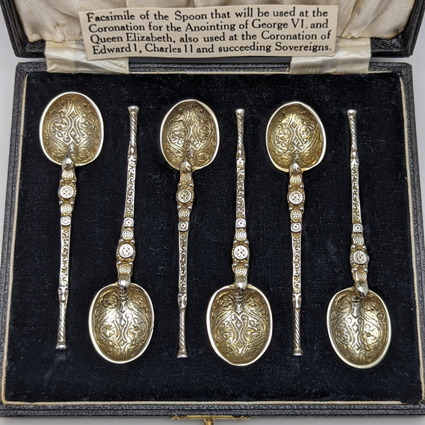1936 British Vintage Sterling Silver Annoying Spoons Set of 6 in a Case