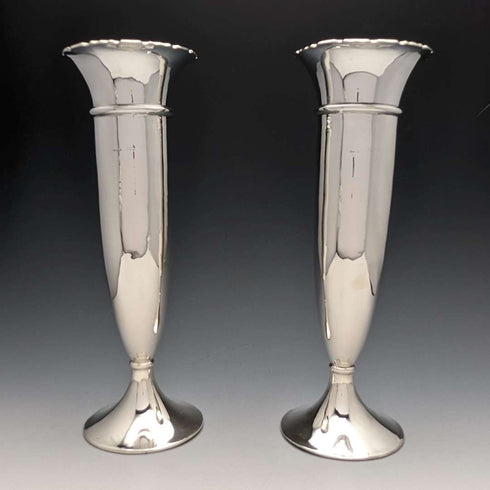 Jarrón mediano de plata esterlina, antiguo, de Inglaterra, 1909, par, 341 g