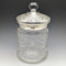 1928 British vintage cut glass biscuit barrel pure silver decoration 831g