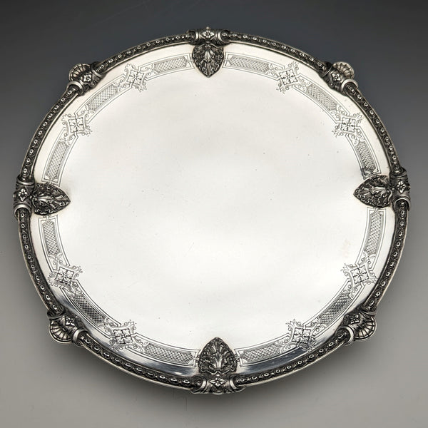 1935 British Vintage Sterling Silver Compote/Tazza Diameter 24cm 668g Barnard