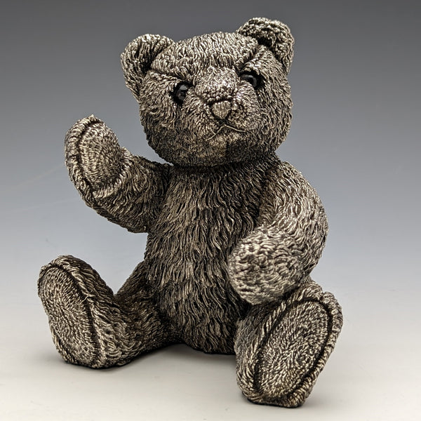 英國鄉村藝術家泰迪熊純銀雕塑小雕像 501 克