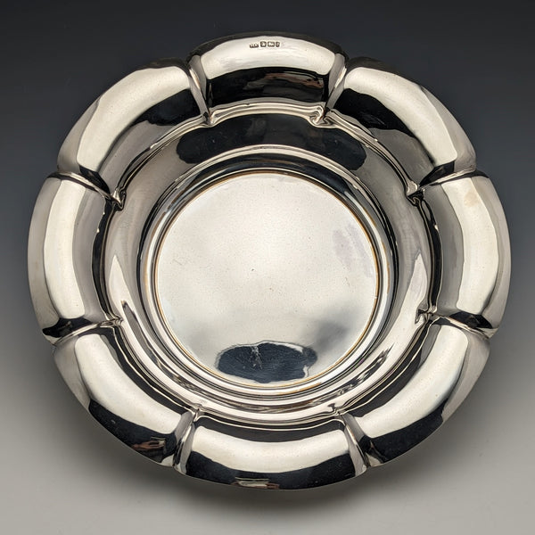 1901 British Antique Sterling Silver Flower Bowl 319g Diameter 23cm Henry Atkins