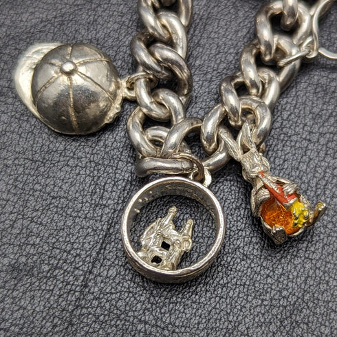 英国ヴィンテージ 純銀製 チャームブレスレット 71g