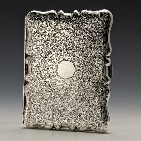 1889 British Antique Sterling Silver Double Open Card Case 123g Deakin and Francis
