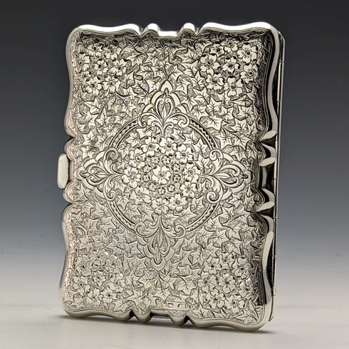 1889 British Antique Sterling Silver Double Open Card Case 123g Deakin and Francis