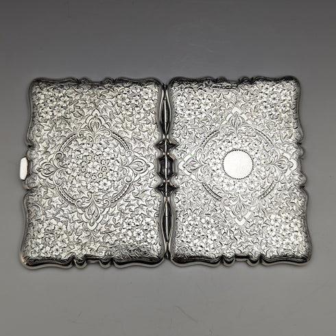 1889 British Antique Sterling Silver Double Open Card Case 123g Deakin and Francis