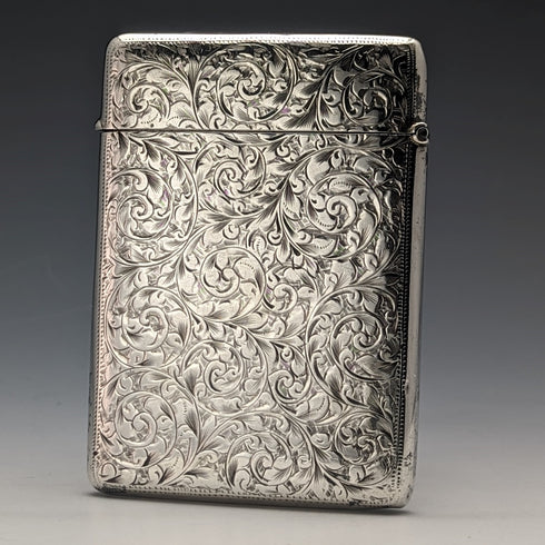 1900 British antique sterling silver card case 79g Henry Pope