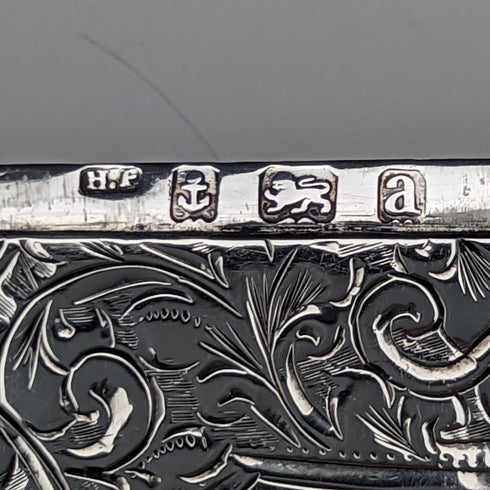 1900 British antique sterling silver card case 79g Henry Pope