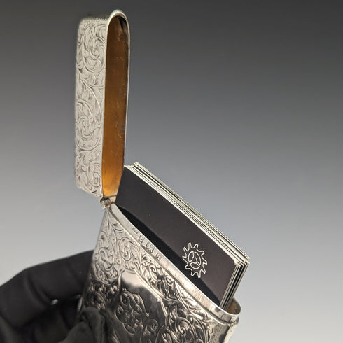 1900 British antique sterling silver card case 79g Henry Pope