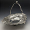British Antique Silver Plate Large Basket Flower Engraving Operating Handle 548g