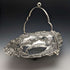 British Antique Silver Plate Large Basket Flower Engraving Operating Handle 548g